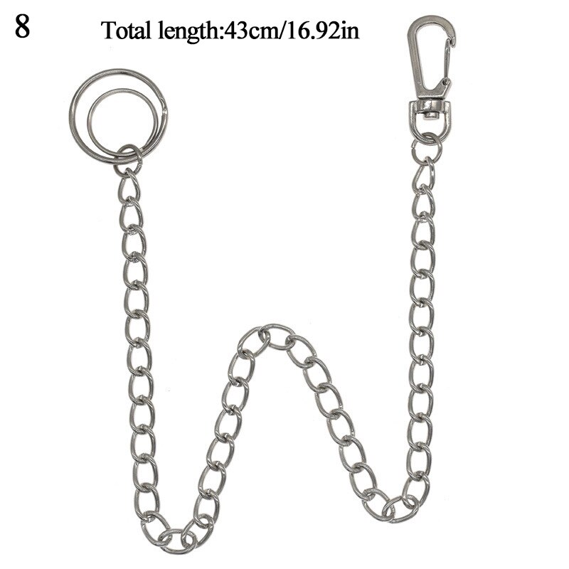 Rock Punk crochet pantalon pantalon taille lien ceinture chaîne métal portefeuille argent chaîne hommes et femmes taille bijoux: 8