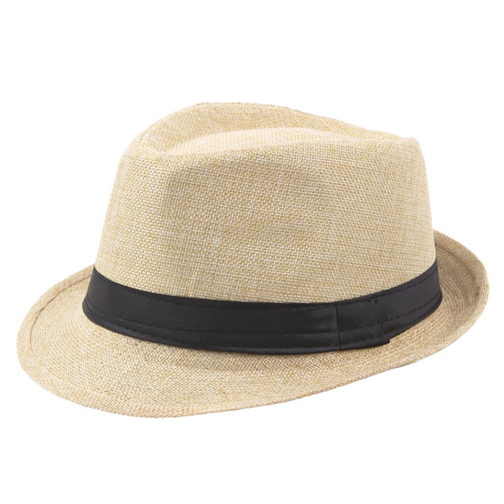 Jazz Sun Hats Men's Breathable Linen Top Cap Outdoor Sun Hat Straw Hats Visor Hip Hop Cap Summer Fisherman Hat Sunhats: Beige