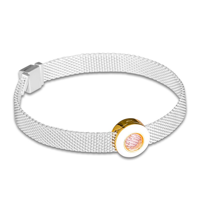 Reflexions Gleaming White Circle Clip Beads for Silver 925 Charms Bracelets Women Reflexions Golden Shine Jewelry Making DIY
