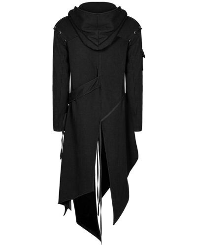 Disfraz de pirata de elfos de Assassin Medieval Steampunk para adultos, Chaqueta larga dividida negra, abrigos de cuero de armadura gótica, Vintage, Halloween