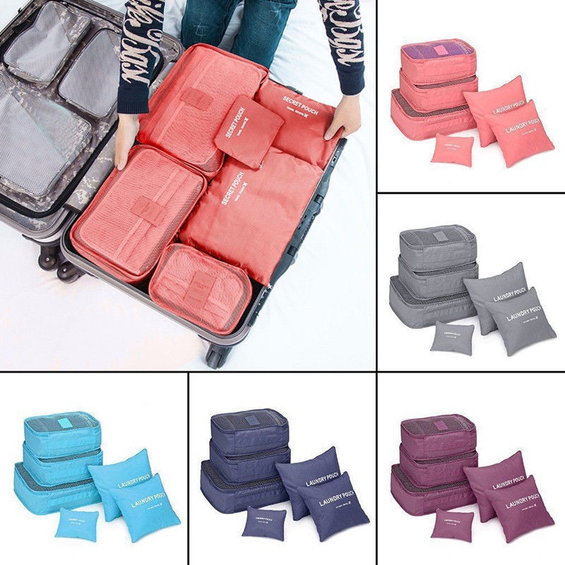 6Pcs Waterproof Travel Clothes Storage Bags Luggage Travel Organizer Pouch Packing Space Saving Luggage Organizer