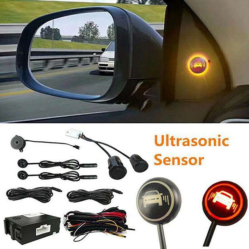 Car Blind Spot Monitoring System Ultrasonic Sensor Distance Assist Lane Blind Spot Detection System: Black