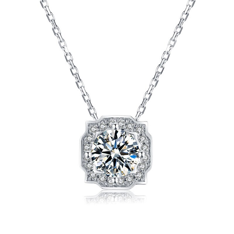 OEVAS Funkelnden D Farbe Real 1 Karat Moissanite Braut Anhänger Halskette 100% 925 Sterling Silber Hochzeit Edlen Schmuck