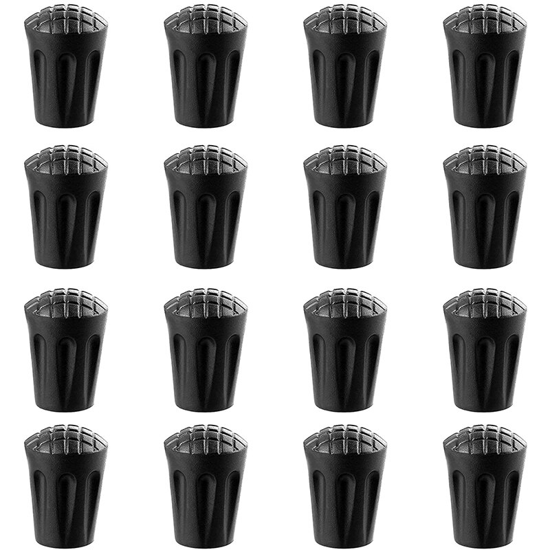 16 Pack Rubber Trekking Pole Tip Protectors-11mm Hiking Pole Replacement Tips Fits All Standard Hiking Trekking Walking Poles