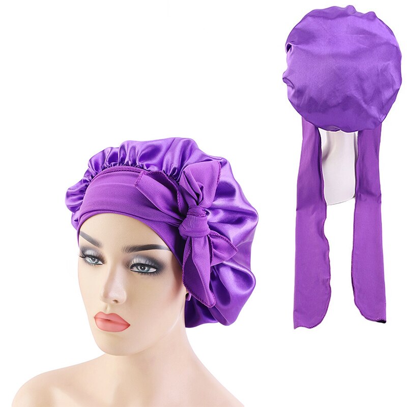 Gorro de dormir liso de satén para mujer y hombre, gorro para dormir de noche, para el cuidado del cabello, Unisex