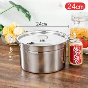 Suppe Topf Edelstahl Topf Eintopf Topf Suppe Hause Induktion Herde Topf mit Deckel Schmalz Panzer Gewürz Panzer Topf Miso sofortig Topf Küche: 24cm