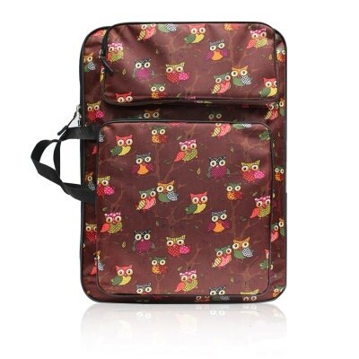 Owl Art School Bag Kids Art Set Sketch Board Drawing Bag For Drawing: Brown