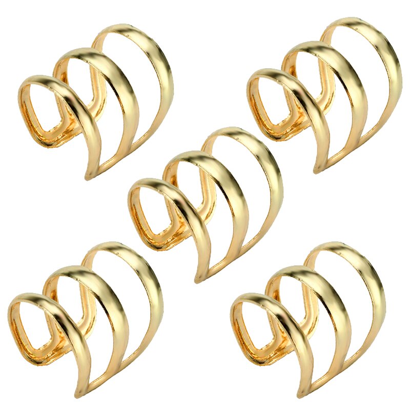 Anneau tubulaire pour tresses 15mm | 1/5/15 pièces, ajustable pour cheveux, Dreadlock perles, accessoires pour coiffure, Clip de manchette: 5PCS Gold