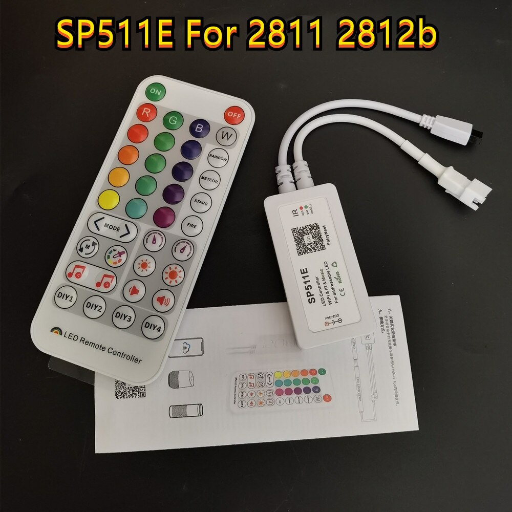 SP511E WiFi Music LED Controller For WS2812b WS2811 Addressable Pixel RGB LED Strip Dual Output Alexa Smart Voice APP Control