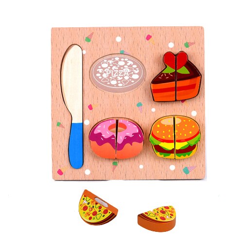 3D Wooden Puzzle Cutting Fruits Vegetables String Pretend Play Learning Early Educational Toys For Children Kids: I