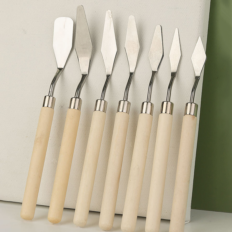 7 unids/set de cuchillos de pintura al óleo de acero inoxidable, espátula para manualidades de artistas, cuchillo de paleta, cuchillo para mezclar, herramientas de arte raspador: Default Title