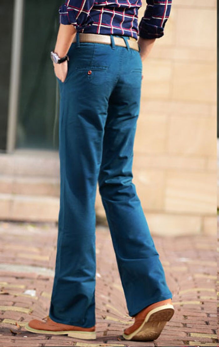 Herren Geschäft lässig Schlank Klassische Bootcut Ausgestelltes Für Männer Stiefel schneiden Flareelastic Kraft Hosen Komfortable Blau khaki Lange Hosen