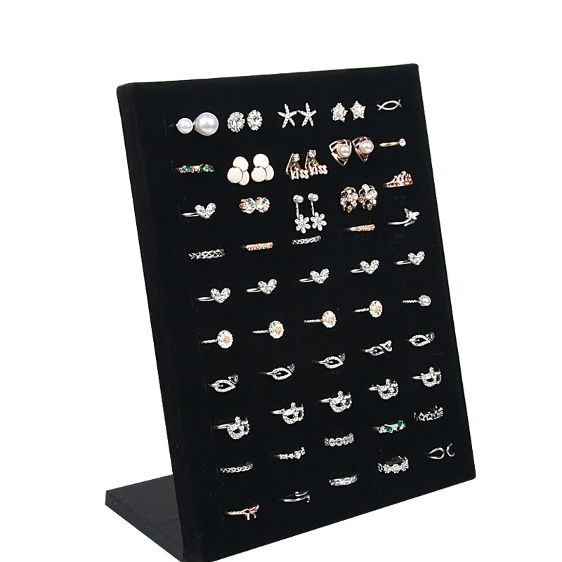 Velvet Ring Display Holder Stand for Store 50 Seat for Rings Storage Jewelry Display Wall Jewellry Organizer Rack: Black