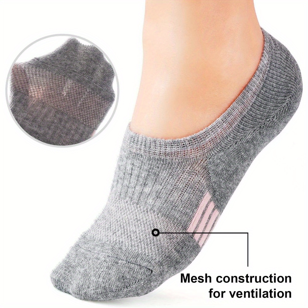 5/8 Pairs Women's No Show Socks, Non-Slip Athletic Ankle Socks For Running & Outdoor Activities, Breathable Sport Footwear