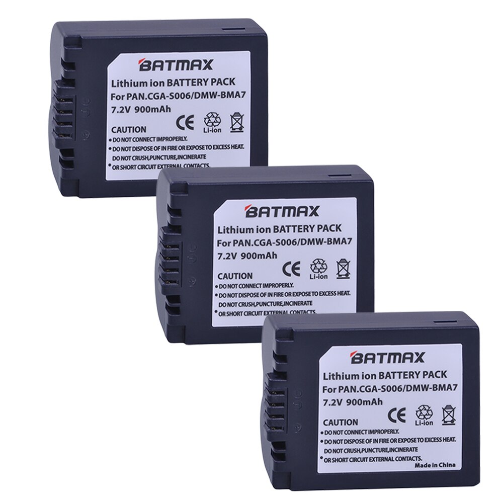 Batmax CGA-S006 CGR S006E S006 batterie + LED double chargeur USB avec Type C pour Panasonic DMC-FZ7 FZ8 FZ18 FZ28 FZ30 FZ35 FZ38 FZ50: 3 battery