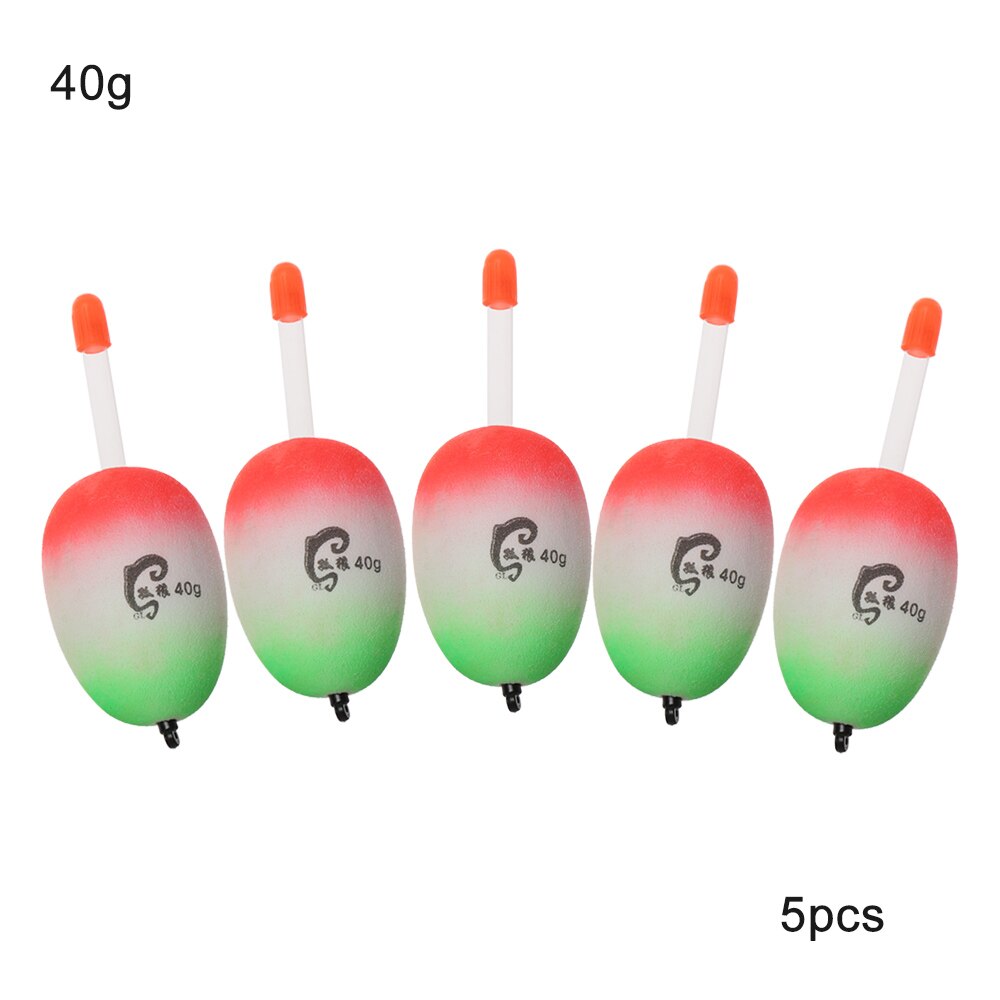 Ensemble de 5 pièces de flottaison en mousse EVA, boule de pêche lumineuse, Bobber, 10g/15g/20g/30g/40g/50g/80g/90g/100g: 40g