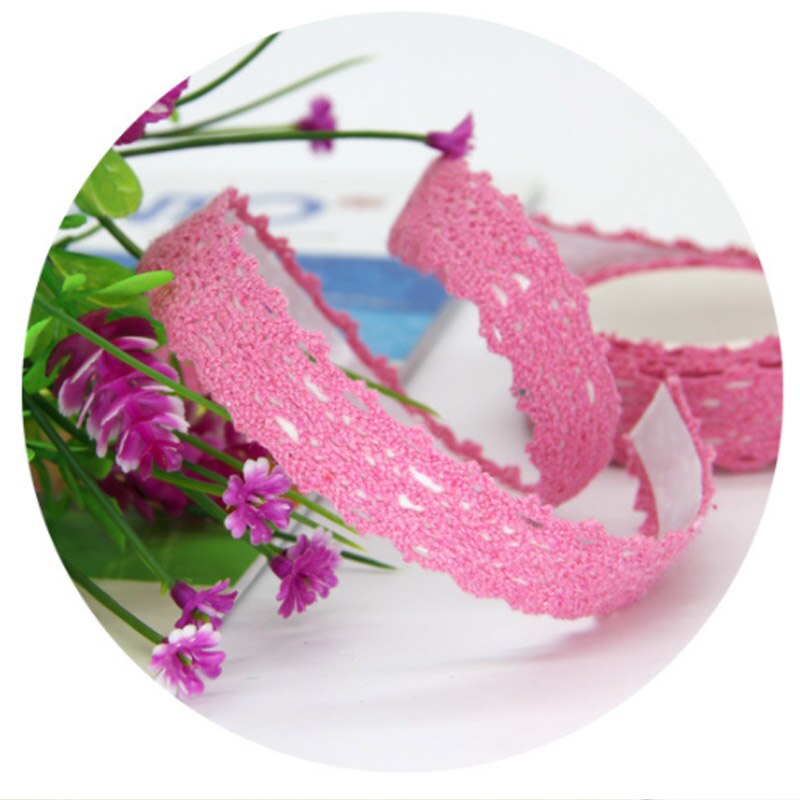 Tapicerka tkanina DIY haftowana siatka 2 jardy taśma koronkowa taśma wykończeniowa sznurek robić szycia dekoracja nić bawełniana ręcznie robiona tkanina na odzież: różowy