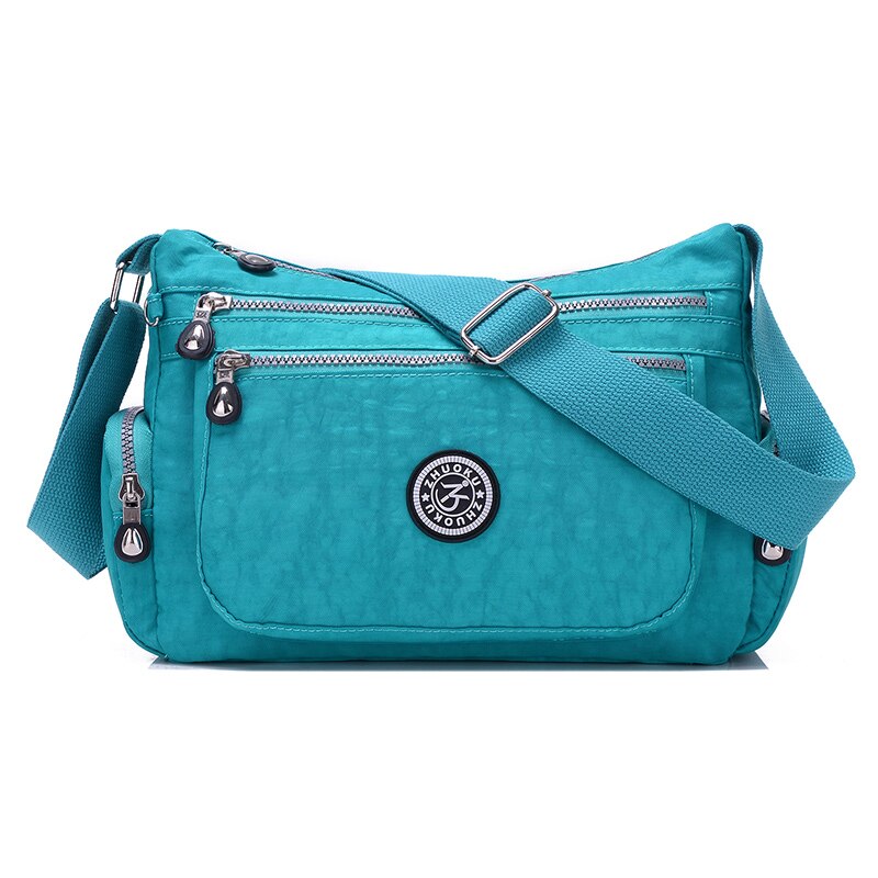 Bolsos pequeños de hombro para mujer, bandolera con cremallera, bolsos Hobo, famosa Bolsos De Mujer con solapa, Mini bandolera de nailon para playa, un bolso principal: Lake blue