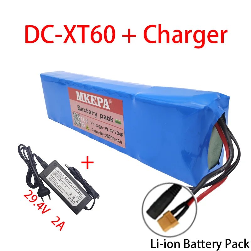 24V 7S4P 18650 28Ah Rechargeable Lithium Ion Battery Pack 29.4V for Batteries+29.4V Charger: Gold