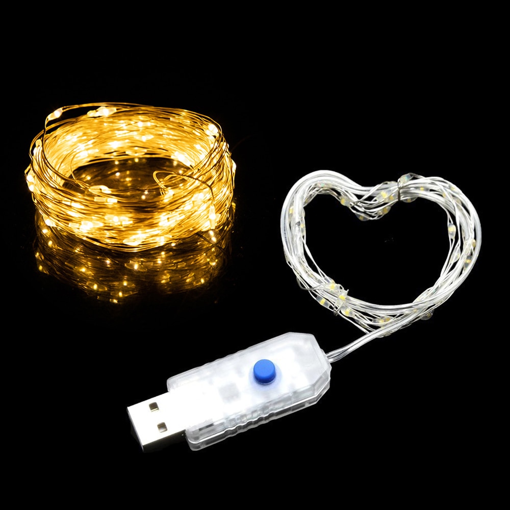 Led Koperdraad Kerstverlichting USB Aangedreven LED Lichtslingers Buitenlamp Garland Luces voor Kerstfeest Bruiloft Decor