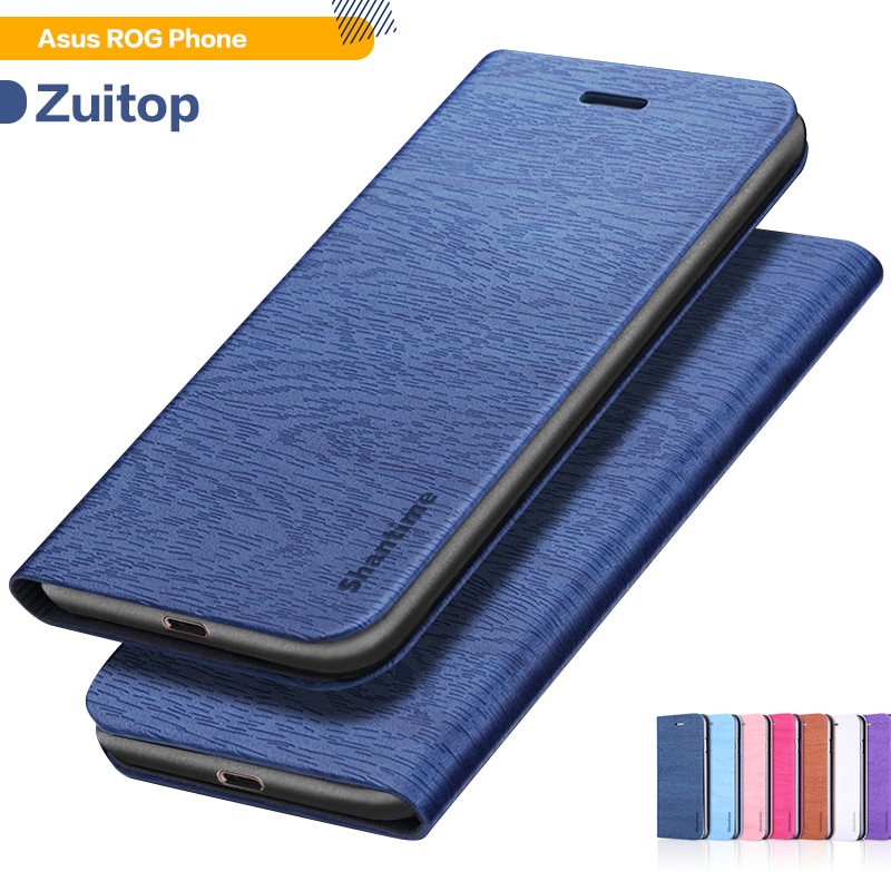 Wood grain PU Leather Phone Case For Asus ROG Phone ZS600KL Flip Case For Asus ROG Phone ZS600KL Wallet Case Silicone Back Cover