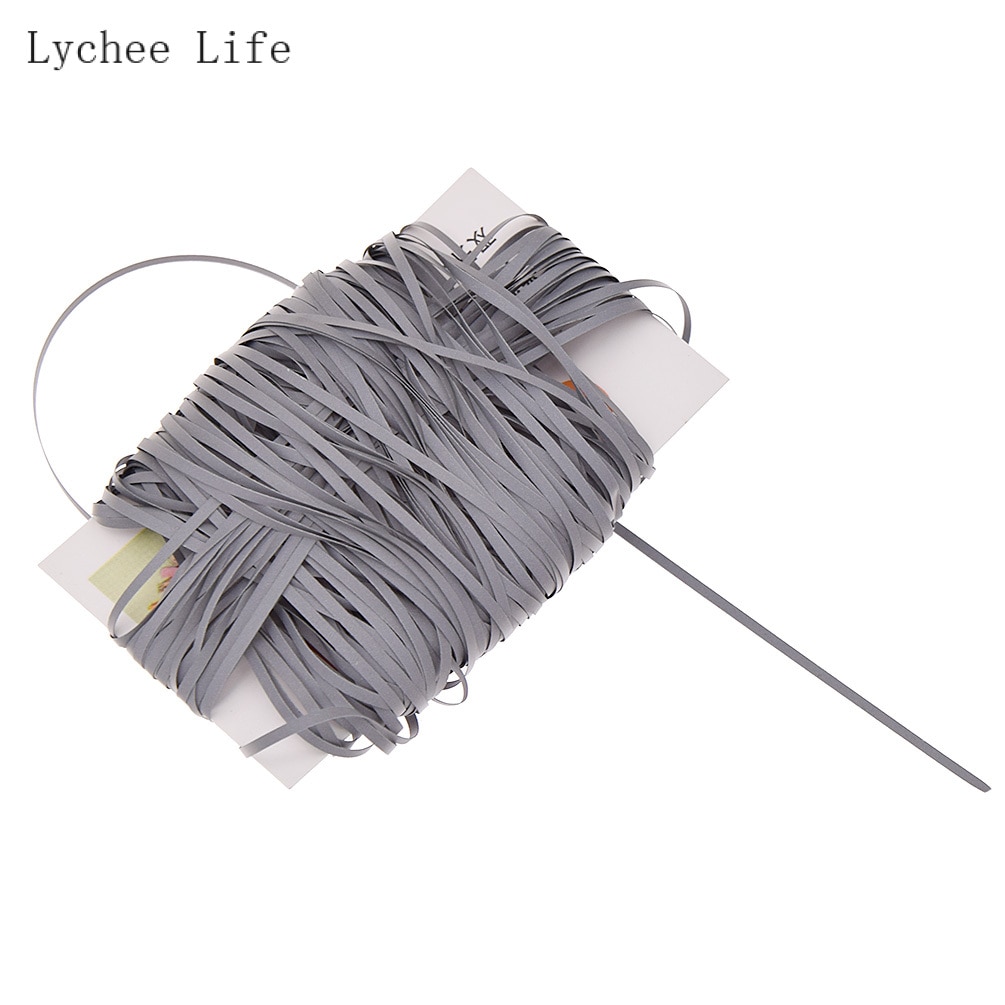 Lychee life 50m dubbelsidig reflekterande lina pvc garn tråd för kläder gör det själv syhantverk