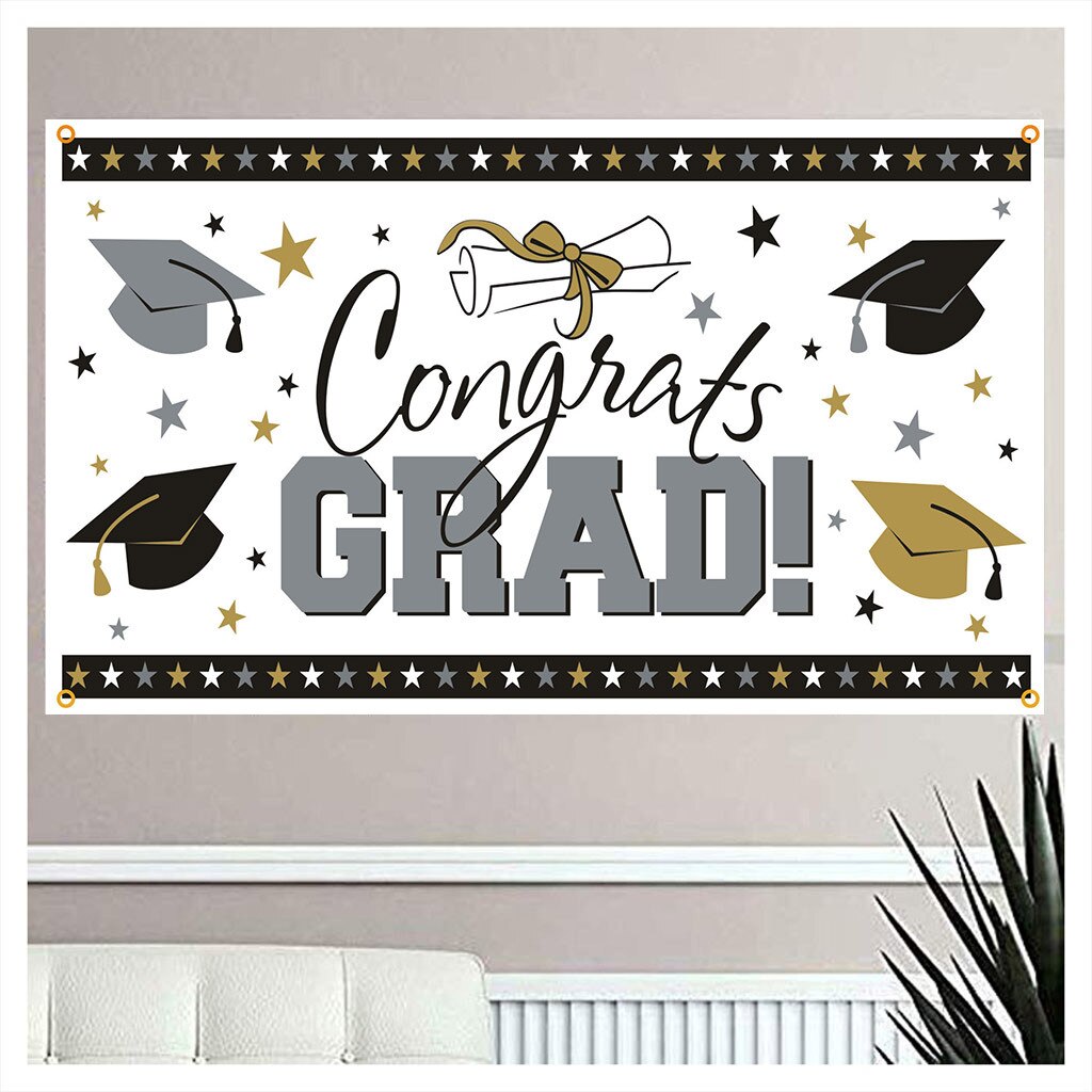 Diy Geadution Wall Banner Handmade Graduation Congrats Letters Pattern Background CLASS Party School Decoration Accessory