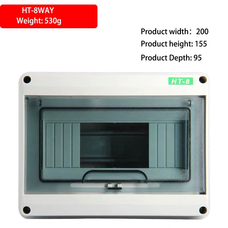 HT series 5/8/12/15/18/24Ways Household illumination Electrical Distribution Box MCB Waterproof Junction Wire Box ABS+PC Plastic: HT-8 Ways