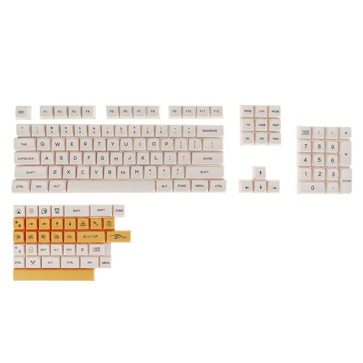 Keycaps 140 nøkkel pbt keycap farge-under xda profil melk hvit honning japanske eller engelske keycaps til spilling mekanisk tastatur: Engelsk