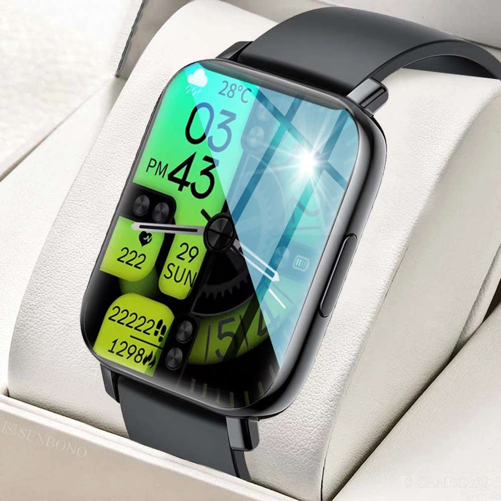 Senbono Gts 1.70 Inch Full Touch Screen Smartwatch Horloge Hartslagmeter SpO2 Bloeddrukmeting Sport Fitness Band