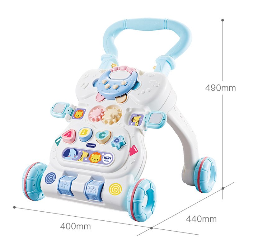 Baby Walker Trolley Anti-rollover Baby Toddler Walker Walker Toy 6-7-18 Months: bule