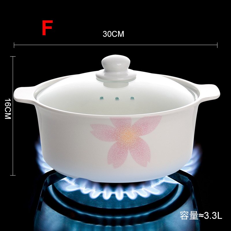 Just one pot Casserole heat-resistant health stew pot ceramics Soup pot stew pot open flame household gas porcelain pot: F