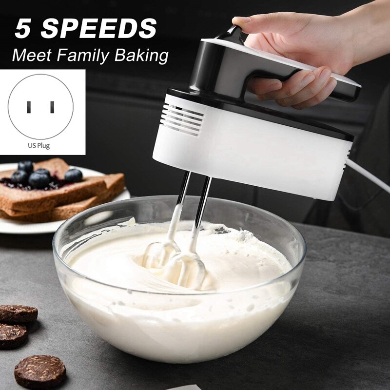 Hand Mixer Electric 5 Speeds Power Lightweight Handheld Mixer for Baking Kitchen Hand Mixers with Storage Stand