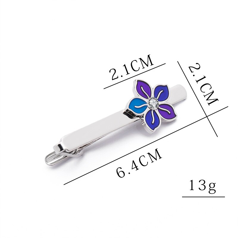 Boutons de manchette à fleurs pour hommes et femmes d&#39;affaires, boutons de manchette en cristal violet vif: Clip Tie