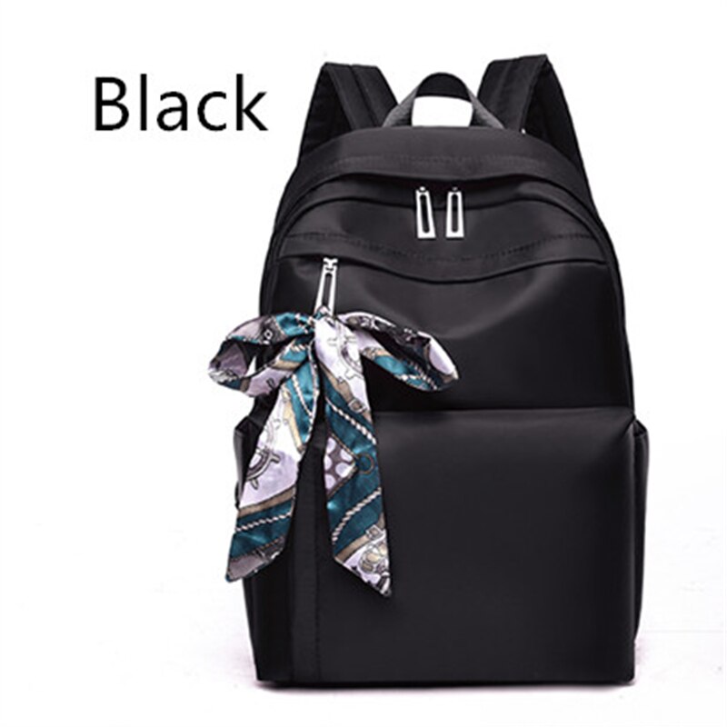 Vrouwen Rugzakken Waterdichte Oxford Doek Mode Lint Schoudertassen Zachte Schooltas Dames Anti-Diefstal Vakantiereizen Rugzakken: Black
