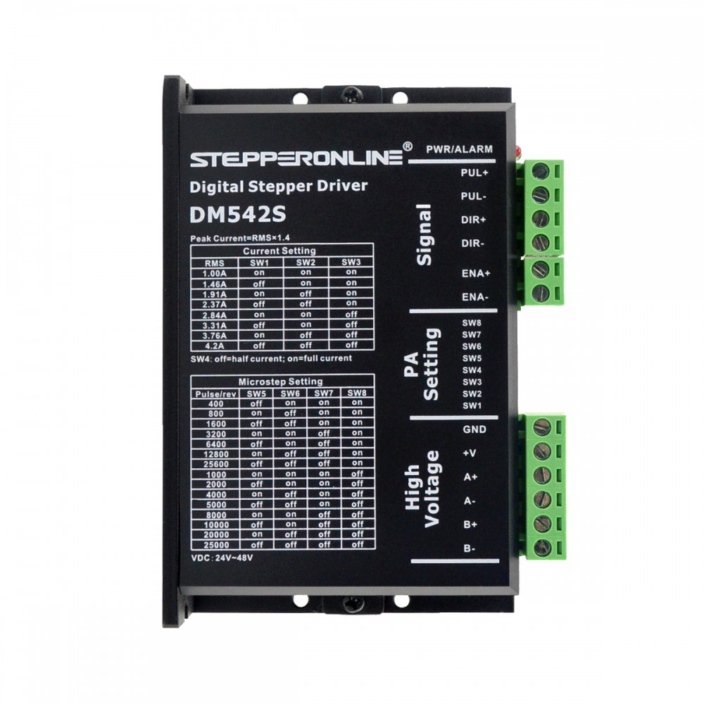 Digital Stepper Motor Driver Stepper Motor Controller RMS Current Max 3A 24-48VDC for Nema 17, 23, 24 Stepper Motor DM542S