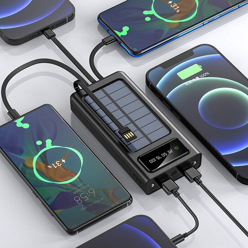80000 mah solar-powerbank mit hoher kapazität zum laden von smartphones, externer akku, schnellladegerät für xiaomi, iphone und samsung