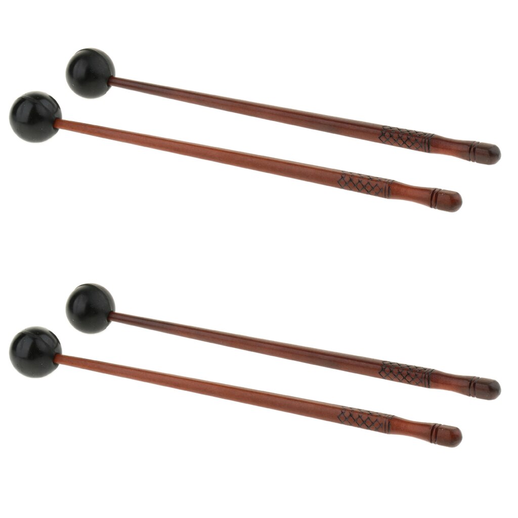 4Pcs Wood Drumstokken Staal Tong Drum Xylofoon Hamers Rubber Hamer