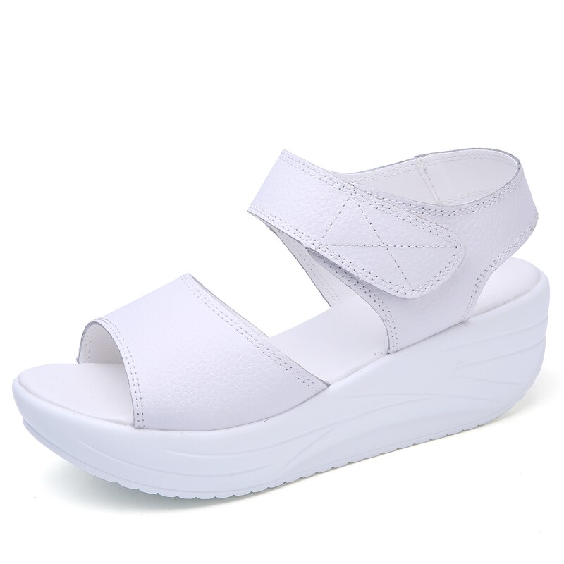 STQ Women Sandals Summer White Wedge Sandals Open Toe Platform Sandalias Ladies Gladiator Sandals Women 9018: 9018 White / 7