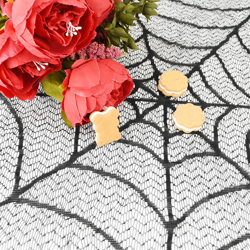 1pc halloween blonder edderkop web duge rektangel pejs tørklæde dækning møbler dekoration lampeskærm halloween fest indretning