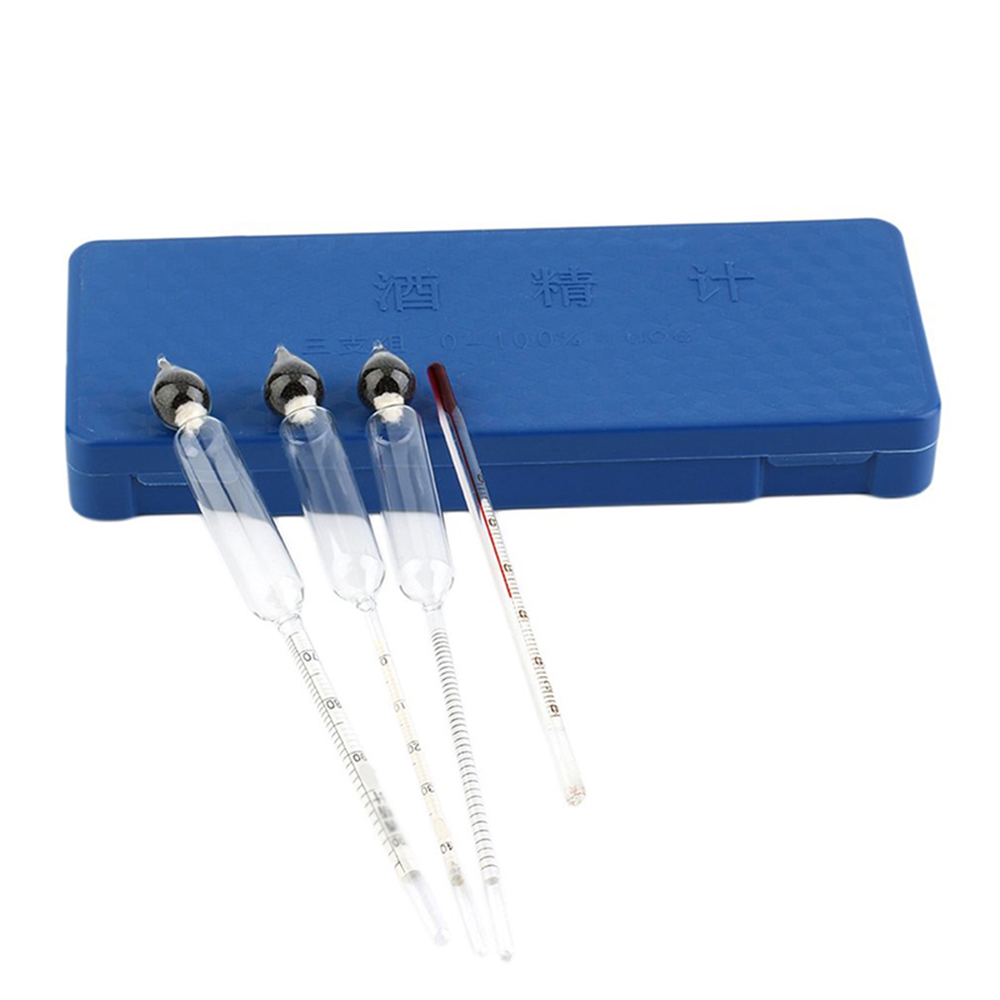 3PCS Alcohol Concentration Meter Wine Meter Tester 0 Up To 100% With Thermometer For Wine Vodka Whiskey Alcohol Meter Measuring