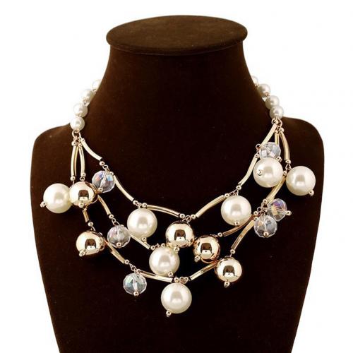 Collar multicapa de perla de imitación cadena multicapa para mujer, accesorios de ropa llamativa, color blanco y negro: 4