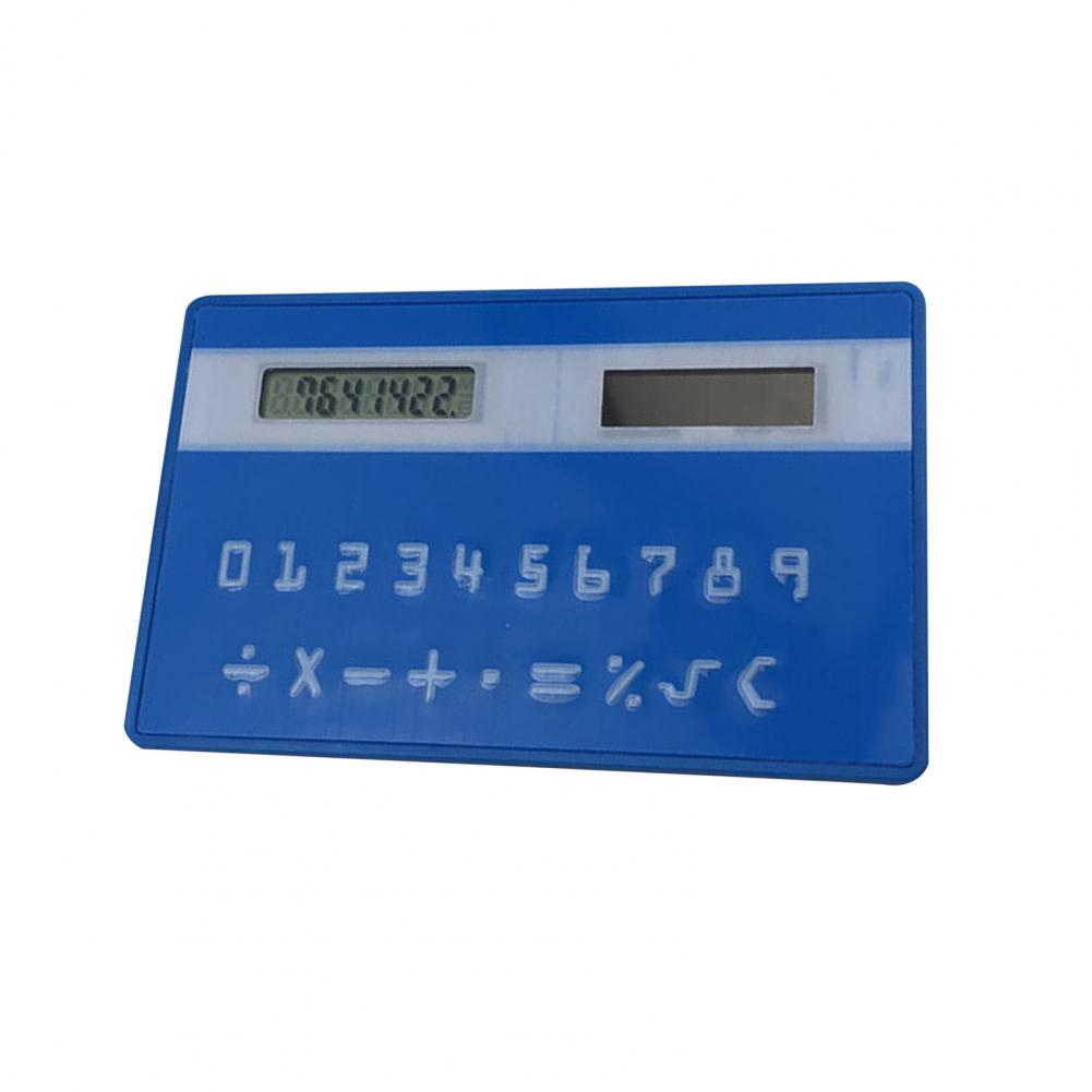 Handheld 8 Cijfers Elektronische Rekenmachine Card Type Zonne-energie Zakrekenmachine Student Elektrische Mini Rekenmachine Калькулятор: Blauw