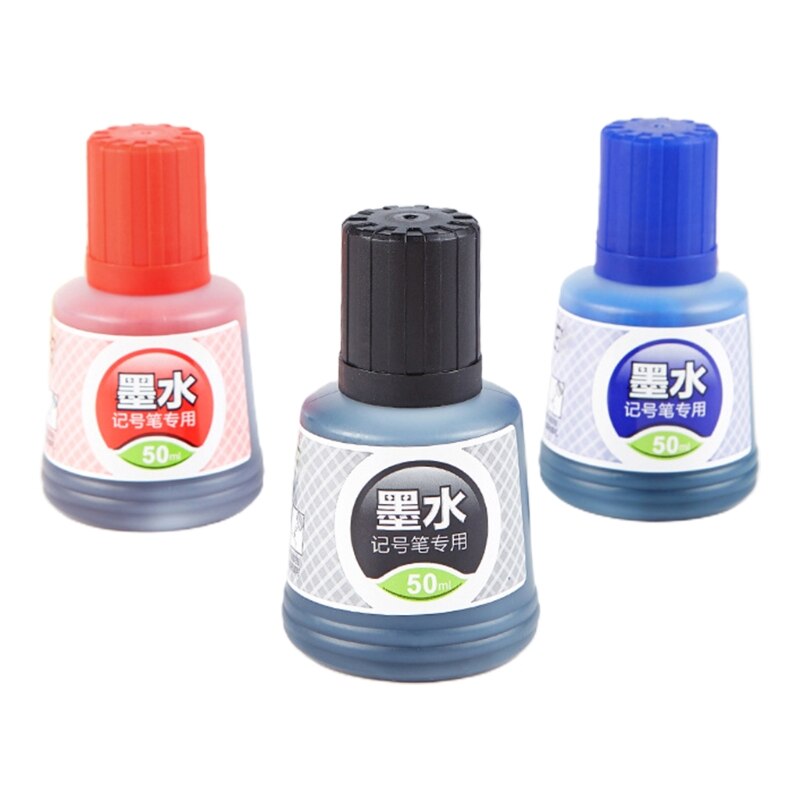1 Fles 50Ml Refill Inkt Voor Bijvullen Inkt Whiteboard Marker Pen Zwart Rood Blauw 3 Kleuren School Kantoorbenodigdheden