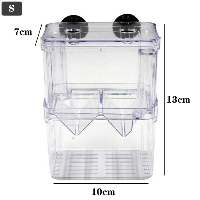 Original Fish Breeding Isolation Box Fish Tank Aquarium Breeder Box Double Guppies Hatching Incubator Aquarium Pet Supplies: S