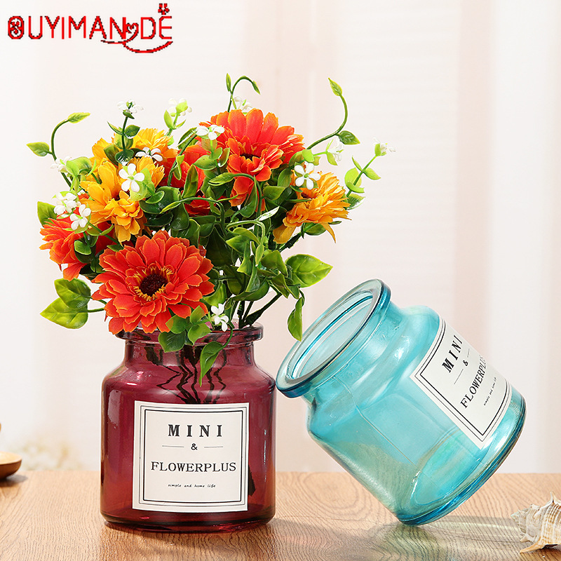 Nordisk vas mini hydroponic blommor grön dill blomma transparent glas torr vas delikat transparent vas
