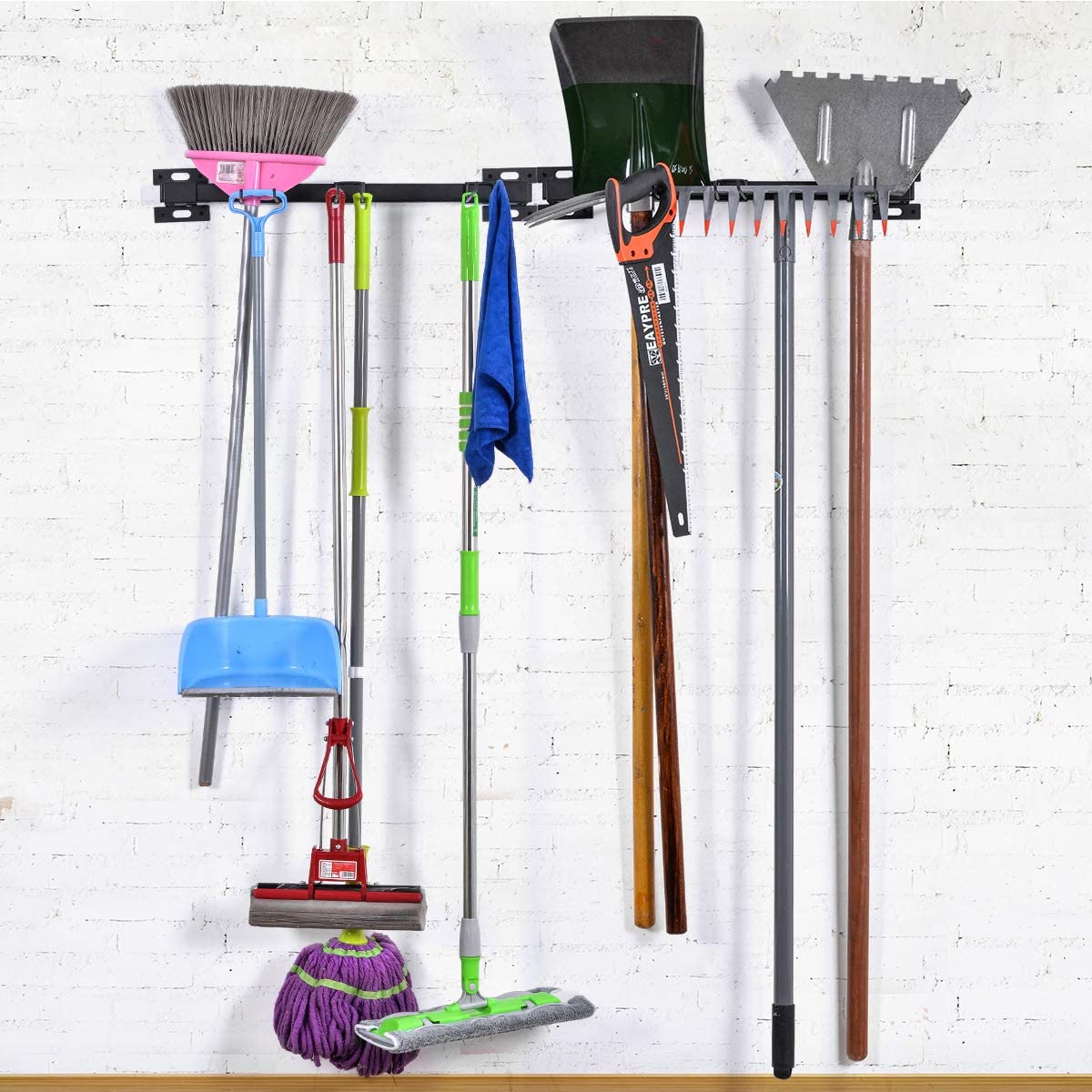 Tool Storage Rack, Storage Racks Organizer Tool Organizer For Home & Garage Wall Mount With 6 Removable Hooks, 2 Pack