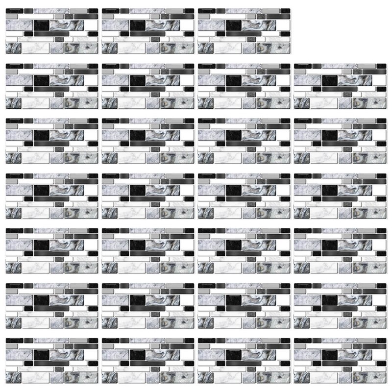 27pcs 3D Tile Stickers Self Adhesive Kitchen Floor Wall Sticker Bathroom Decor H051: 31