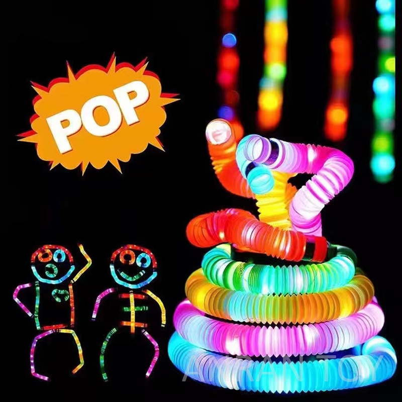 Tubos sensoriales con luces LED para niños y niñas, juguetes para apretar y estirar, ideal para de Pascua, 2022
