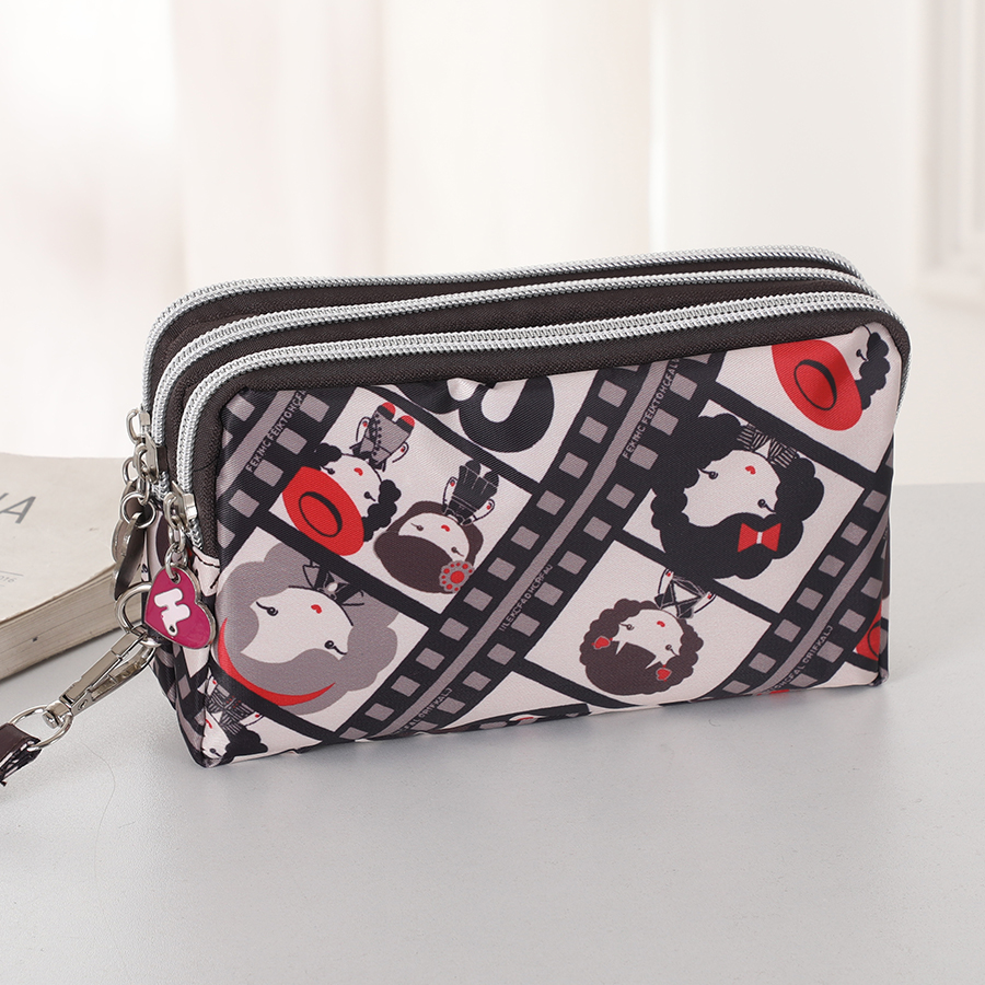Dreischichtige kurze Handytasche mit Reißverschluss, modische Hand-Make-up-Damentasche, tragbare, wasserdichte, mehrschichtige Taschentasche: Champagner